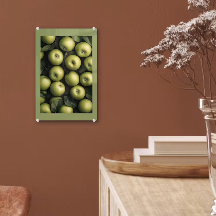 Glas schilderij - Appels - Groen - bladeren — 6