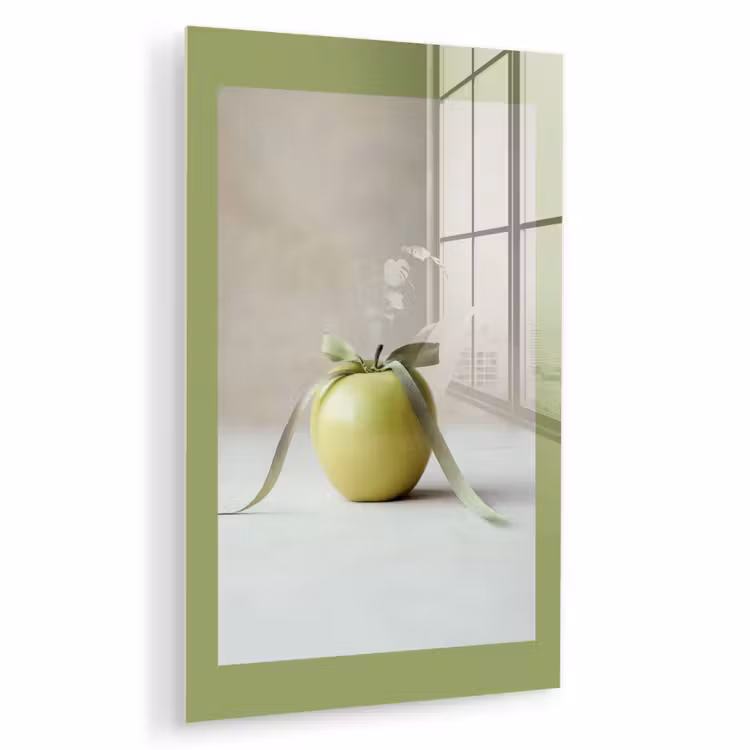 Glas schilderij - Groen - Appel - Strikje — 1