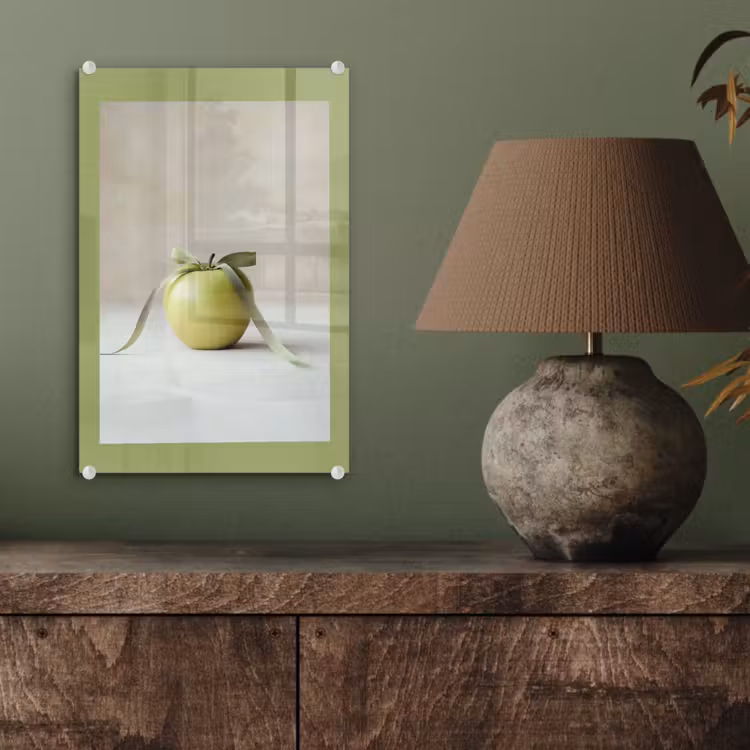 Glas schilderij - Groen - Appel - Strikje — 4