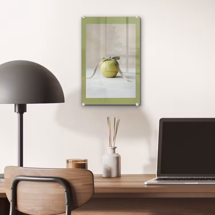 Glas schilderij - Groen - Appel - Strikje — 7