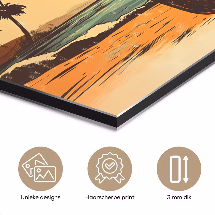 Aluminium schilderij - Bierfles - Zonsondergang - Palmbomen - Zee — 7