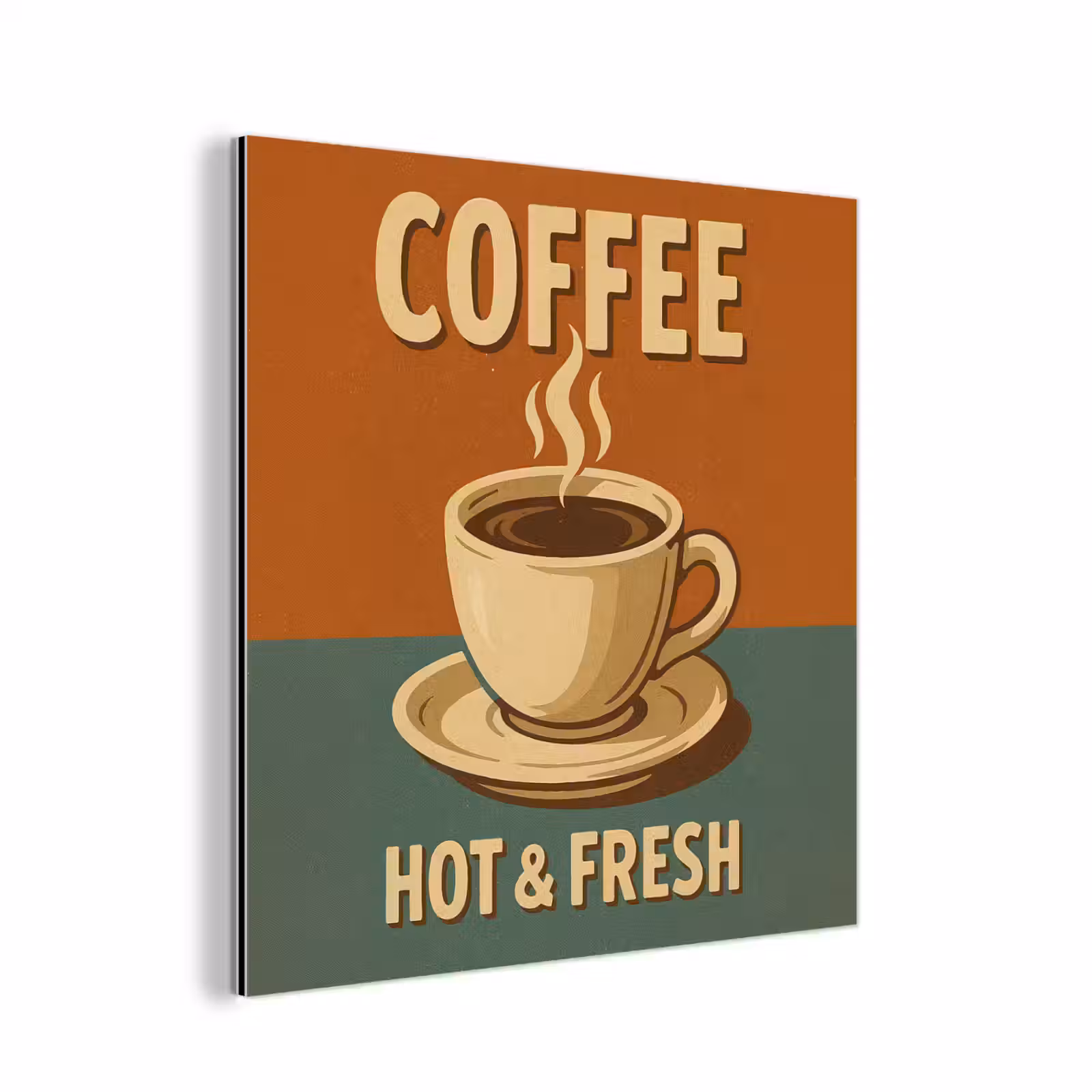 Aluminium schilderij - Koffie - Kop - Vintage - Quote — 1