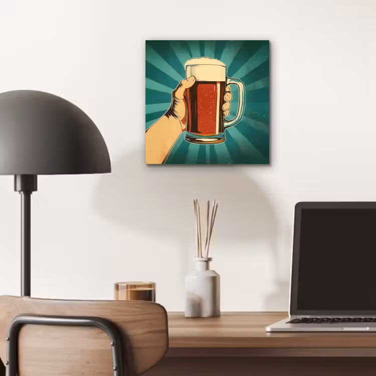 Aluminium schilderij - Bierglas - Schuim - Retro - Groen — 6