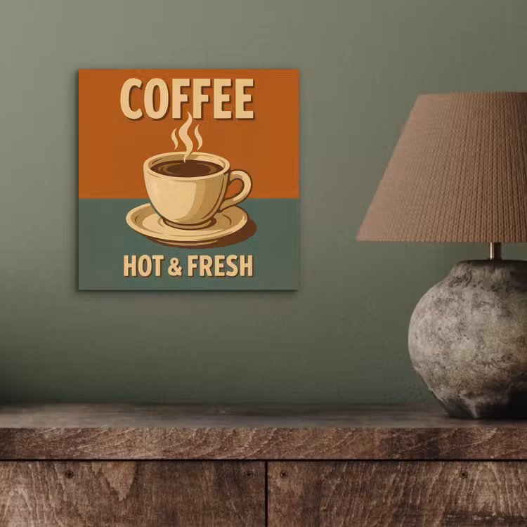Aluminium schilderij - Koffie - Kop - Vintage - Quote — 3