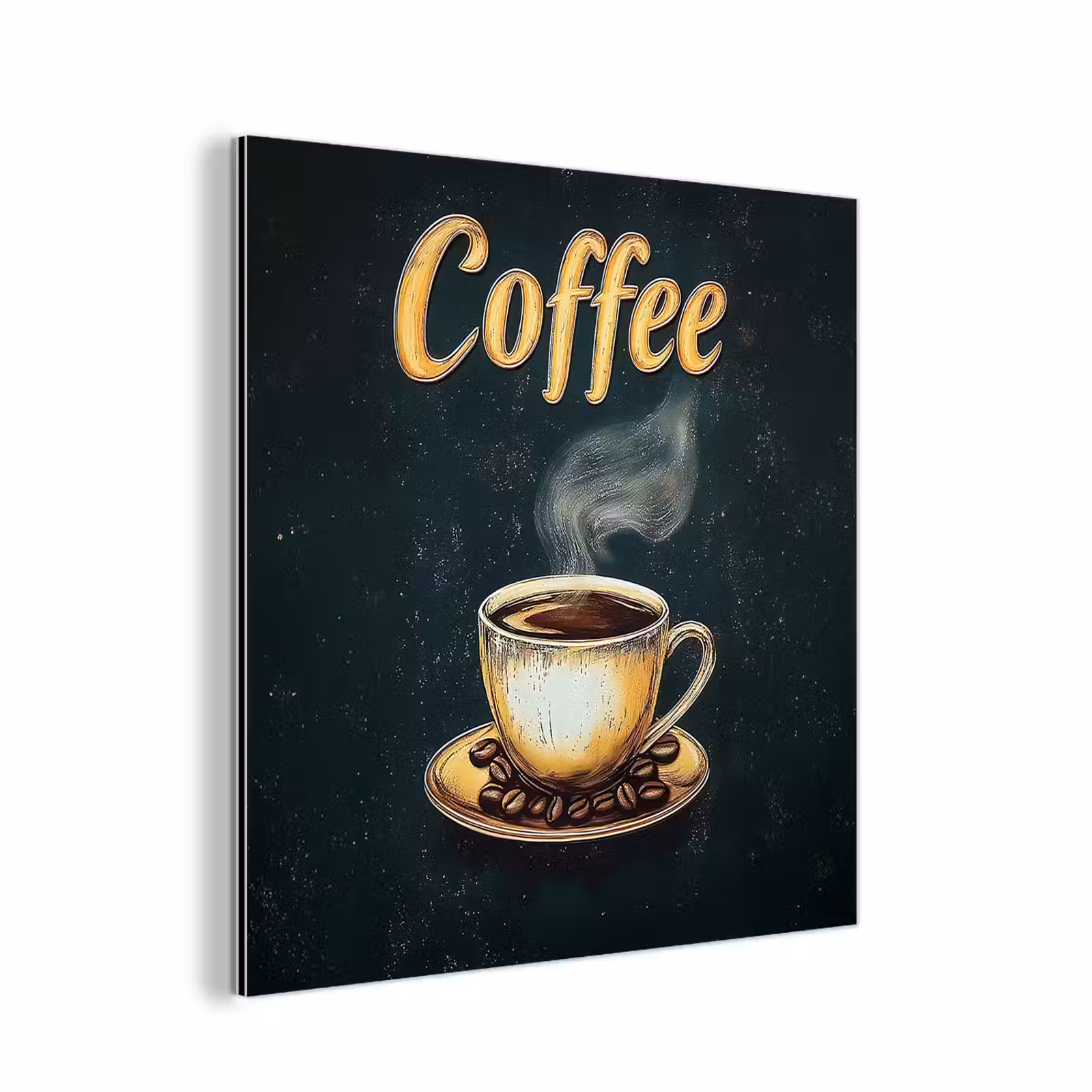 Aluminium schilderij - Koffie - Schotel - Koffiebonen - Retro — 1
