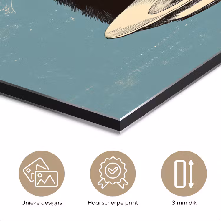 Aluminium schilderij - Kat - Zwart - Koffie - Minimalistisch — 7