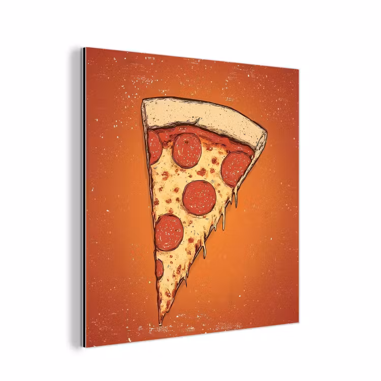 Aluminium schilderij - Pizza - Kaas - Rood - Pepperoni — 1
