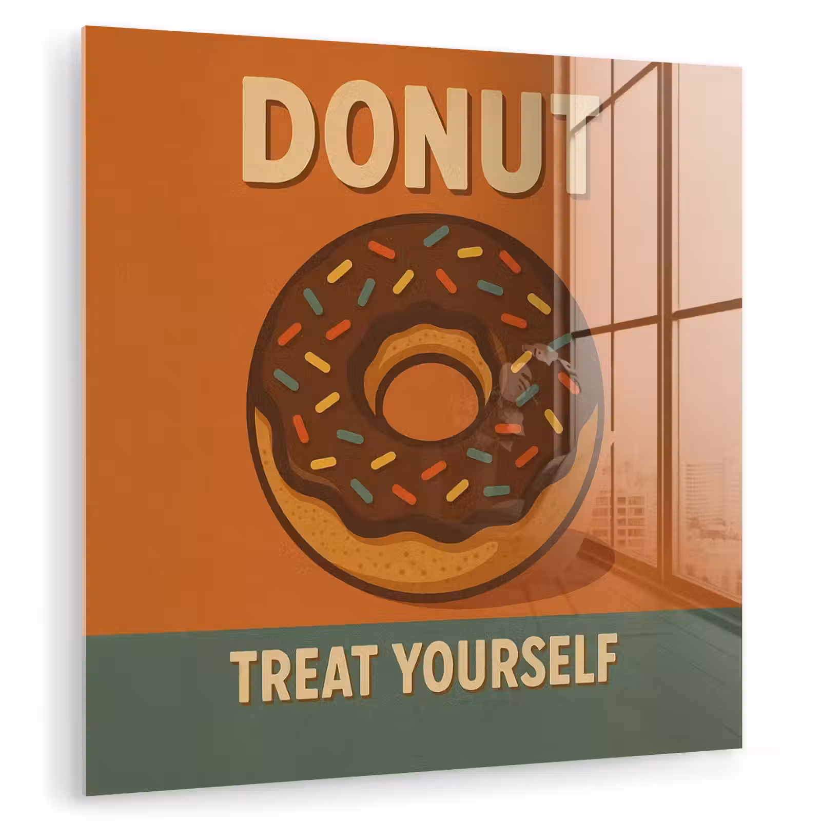 Glas schilderij - Donut - Spikkels - Kleurrijk - Quote — 1