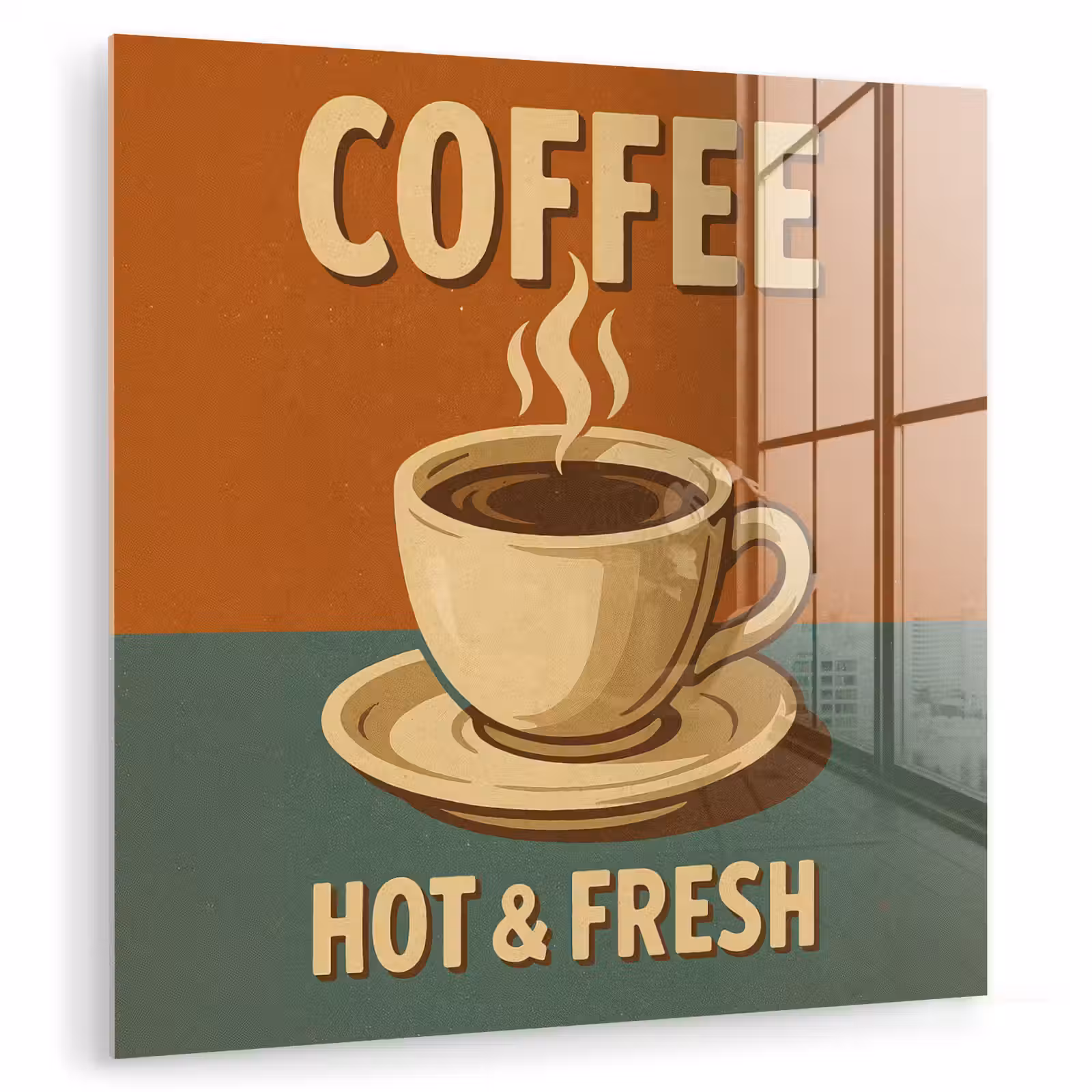Glas schilderij - Koffie - Kop - Vintage - Quote — 1