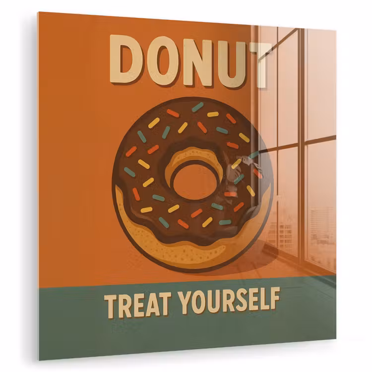 Glas schilderij - Donut - Spikkels - Kleurrijk - Quote — 1
