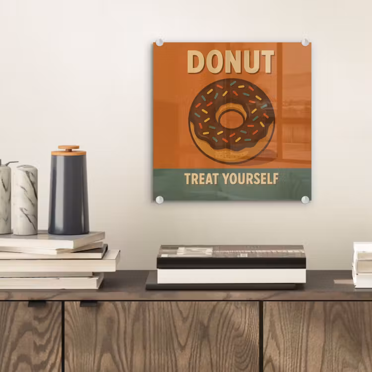 Glas schilderij - Donut - Spikkels - Kleurrijk - Quote — 2