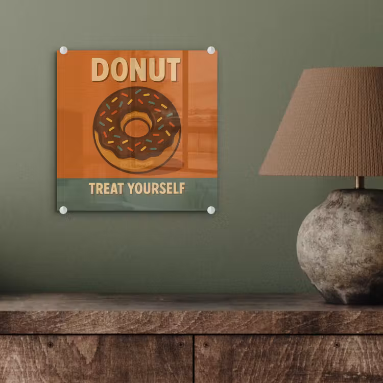 Glas schilderij - Donut - Spikkels - Kleurrijk - Quote — 4