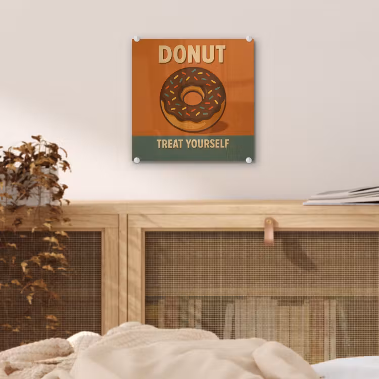 Glas schilderij - Donut - Spikkels - Kleurrijk - Quote — 5