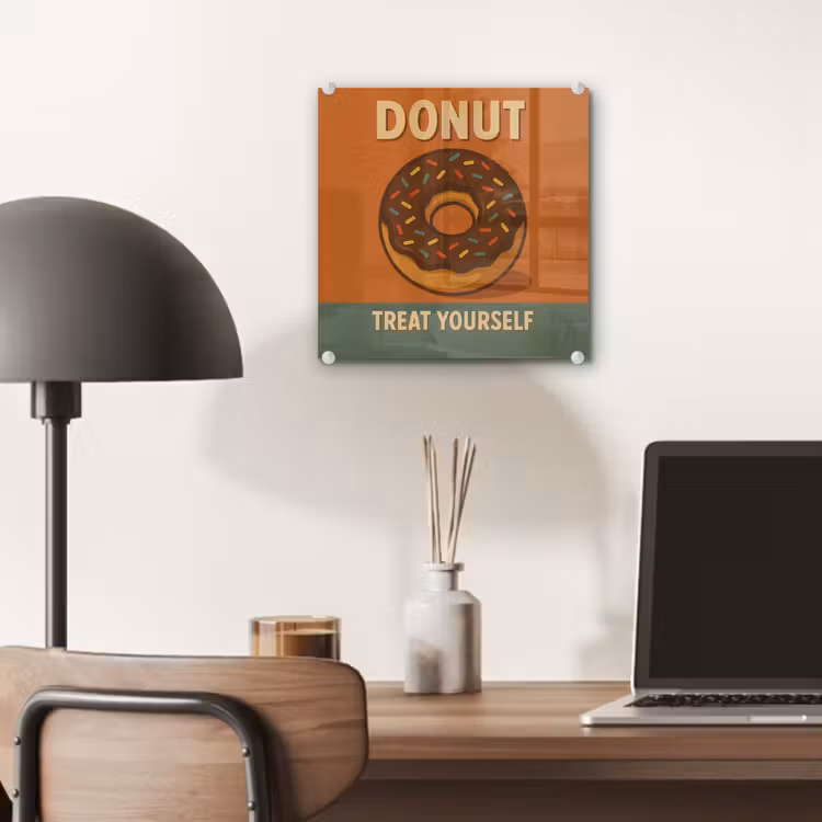 Glas schilderij - Donut - Spikkels - Kleurrijk - Quote — 7