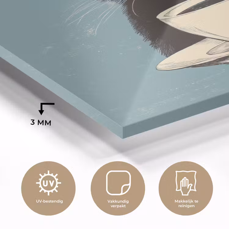Glas schilderij - Kat - Zwart - Koffie - Minimalistisch — 3