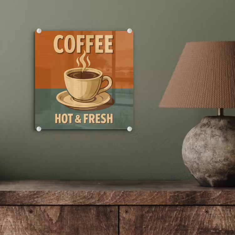 Glas schilderij - Koffie - Kop - Vintage - Quote — 4