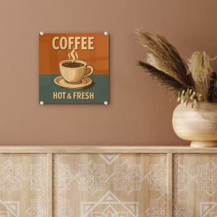 Glas schilderij - Koffie - Kop - Vintage - Quote — 6