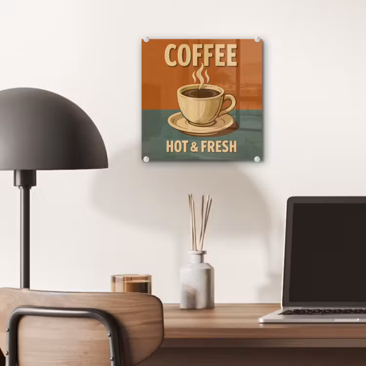 Glas schilderij - Koffie - Kop - Vintage - Quote — 7