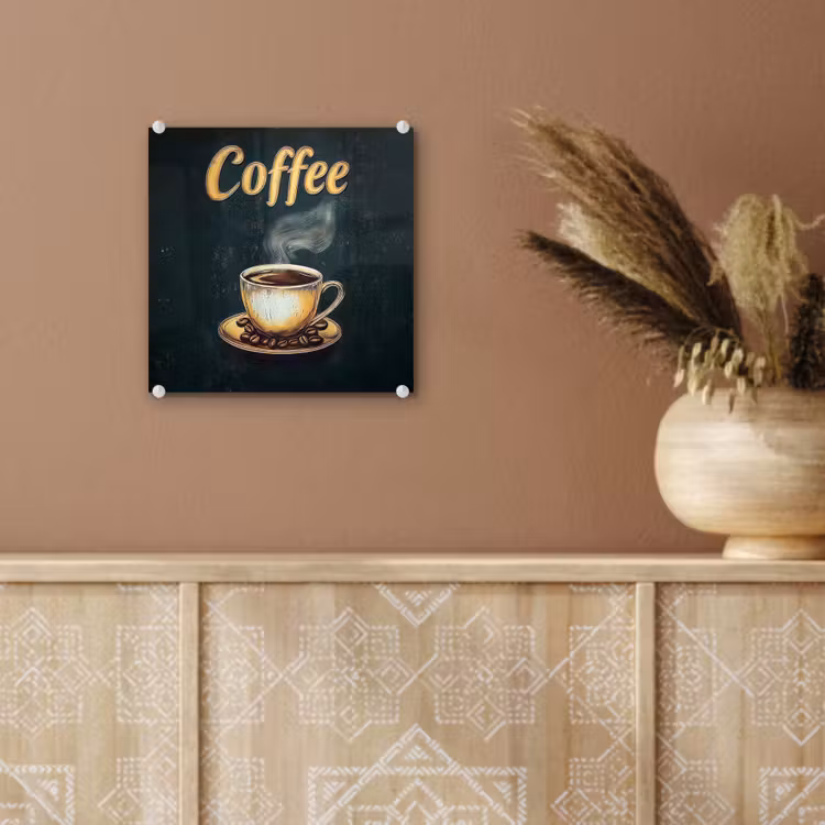 Glas schilderij - Koffie - Schotel - Koffiebonen - Retro — 6