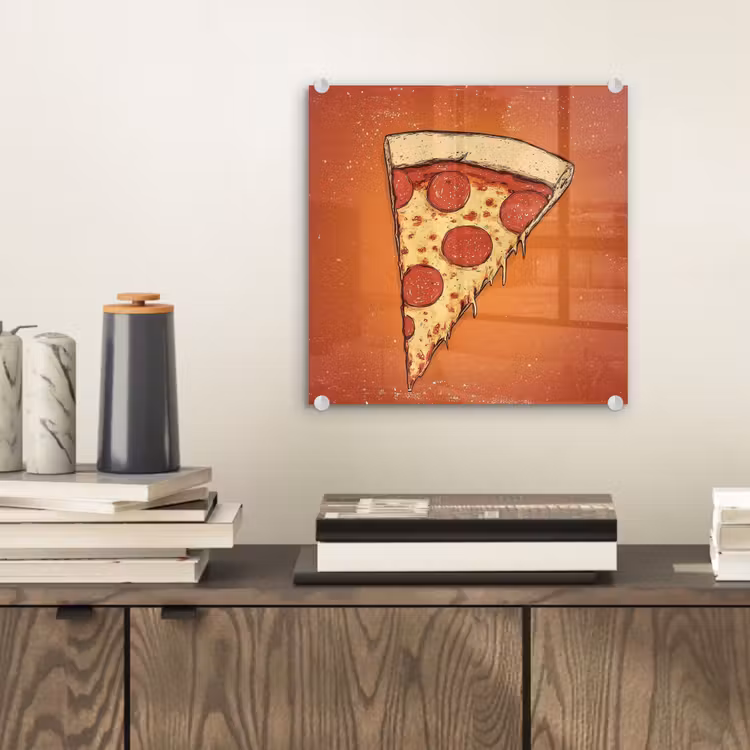 Glas schilderij - Pizza - Kaas - Rood - Pepperoni — 2