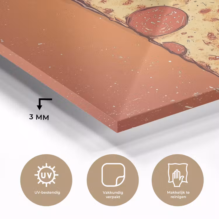 Glas schilderij - Pizza - Kaas - Rood - Pepperoni — 3