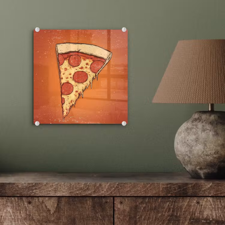 Glas schilderij - Pizza - Kaas - Rood - Pepperoni — 4