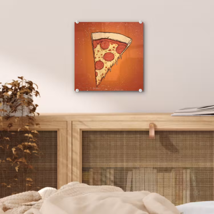 Glas schilderij - Pizza - Kaas - Rood - Pepperoni — 5