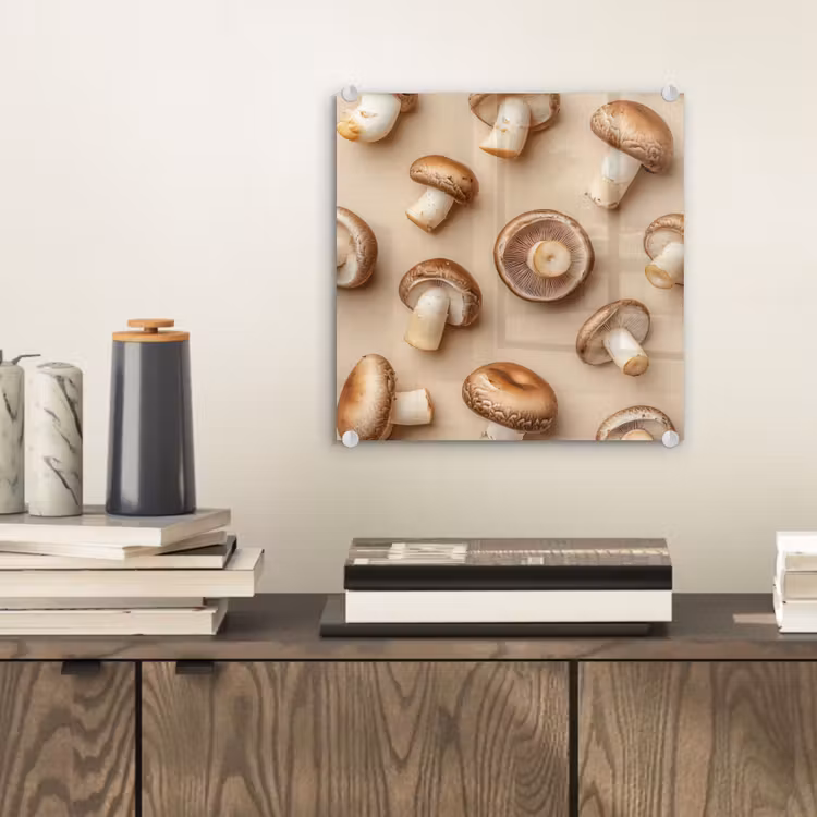 Glas schilderij - Kastanje Champignons - Beige — 2