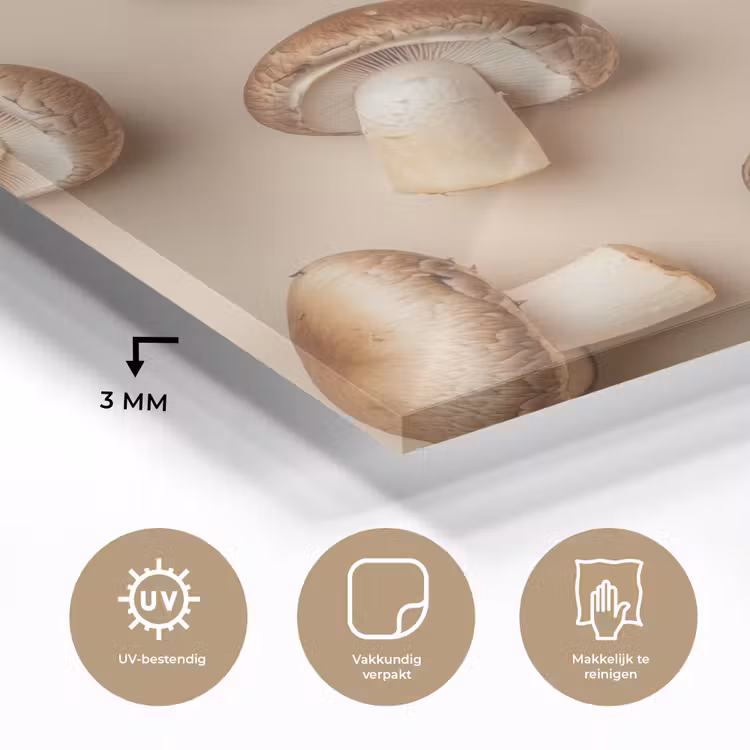 Glas schilderij - Kastanje Champignons - Beige — 3