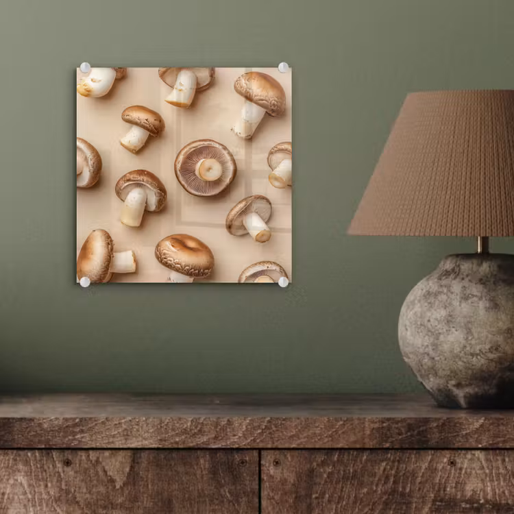 Glas schilderij - Kastanje Champignons - Beige — 4