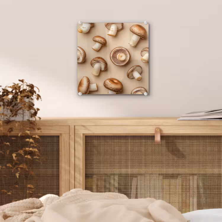 Glas schilderij - Kastanje Champignons - Beige — 5