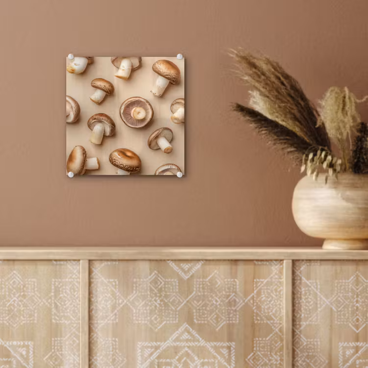 Glas schilderij - Kastanje Champignons - Beige — 6