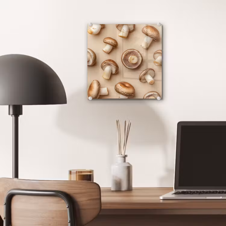 Glas schilderij - Kastanje Champignons - Beige — 7