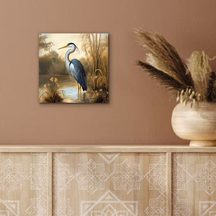 Aluminium schilderij - Reiger - Water - Planten — 5