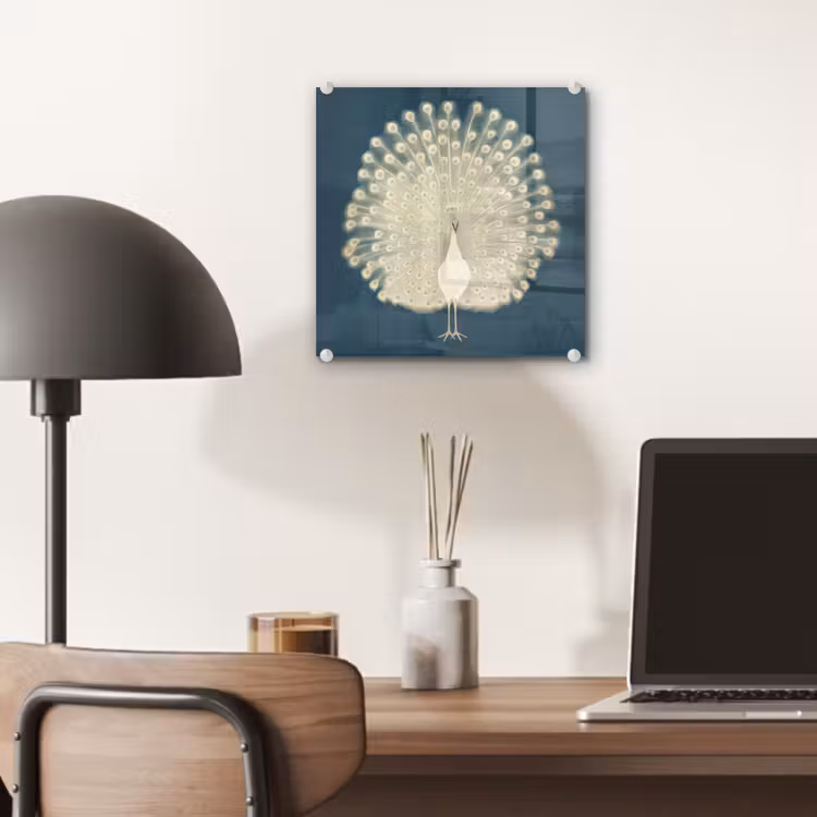 Glas schilderij - Vogel - Blauw - Vintage — 7