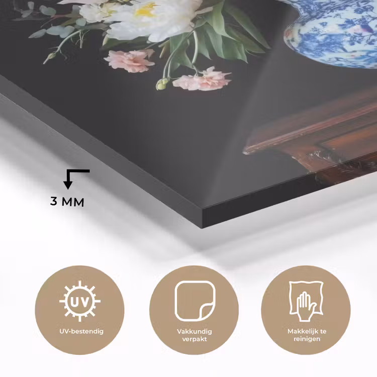 Glas schilderij - Rozen - Bloemen - Vaas - Boeket — 3