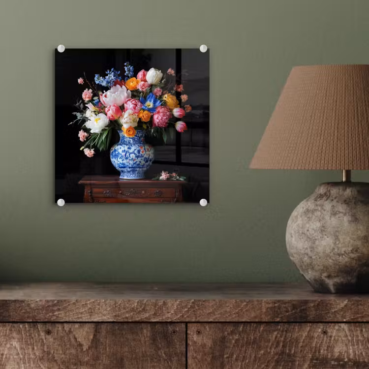 Glas schilderij - Rozen - Bloemen - Vaas - Boeket — 4