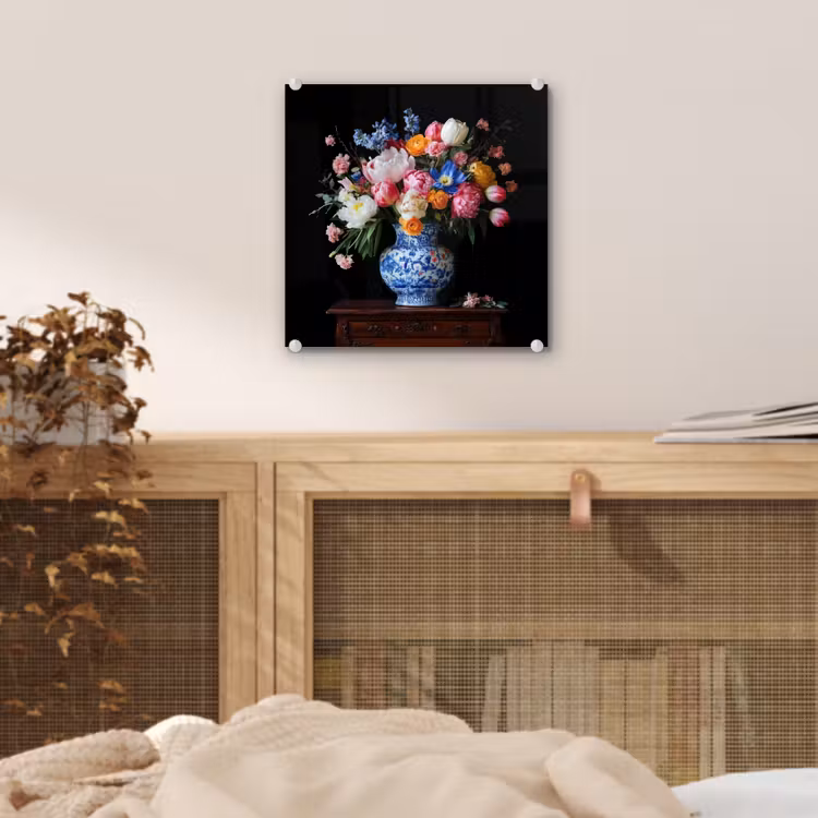 Glas schilderij - Rozen - Bloemen - Vaas - Boeket — 5