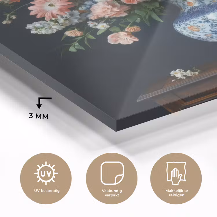 Glas schilderij - Hout - Vaas - Kleuren - Bloemen — 3