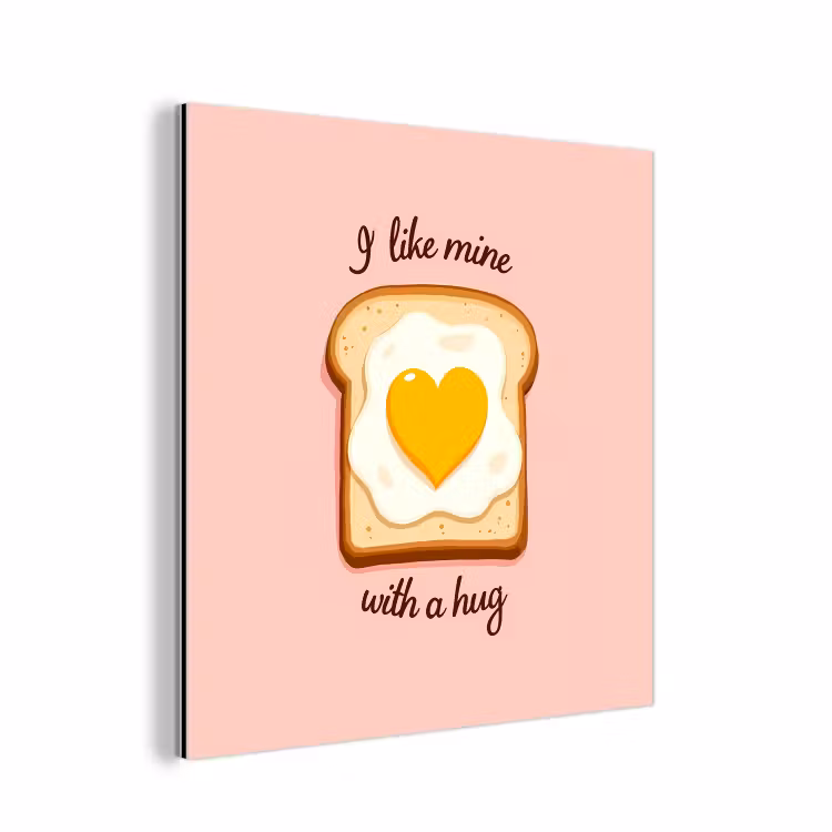 Aluminium schilderij - Brood - Illustratie - Quote - Roze — 1