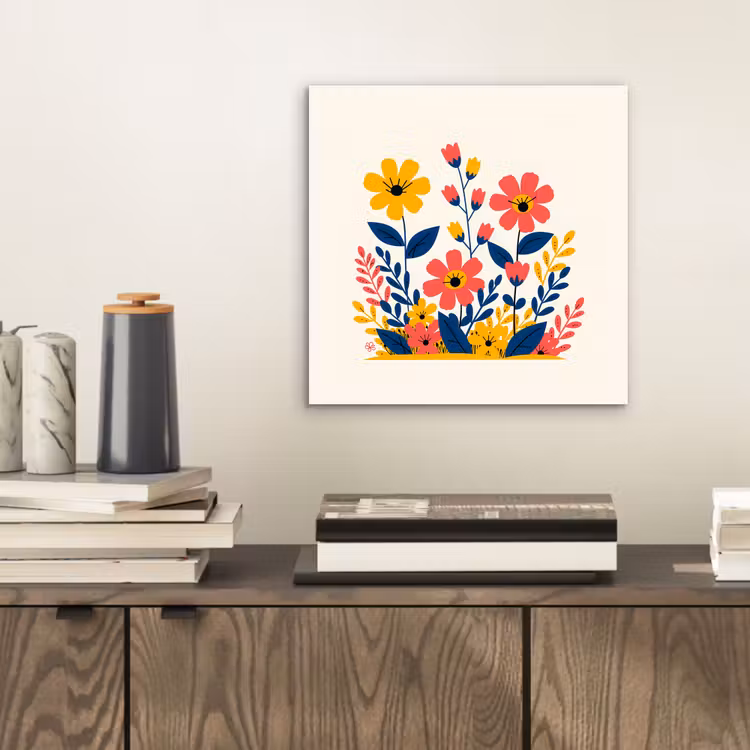 Aluminium schilderij - Illustratie - Bloemen - Bladeren - Roze — 2