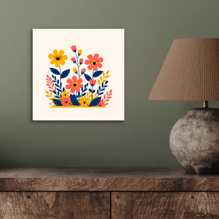 Aluminium schilderij - Illustratie - Bloemen - Bladeren - Roze — 3
