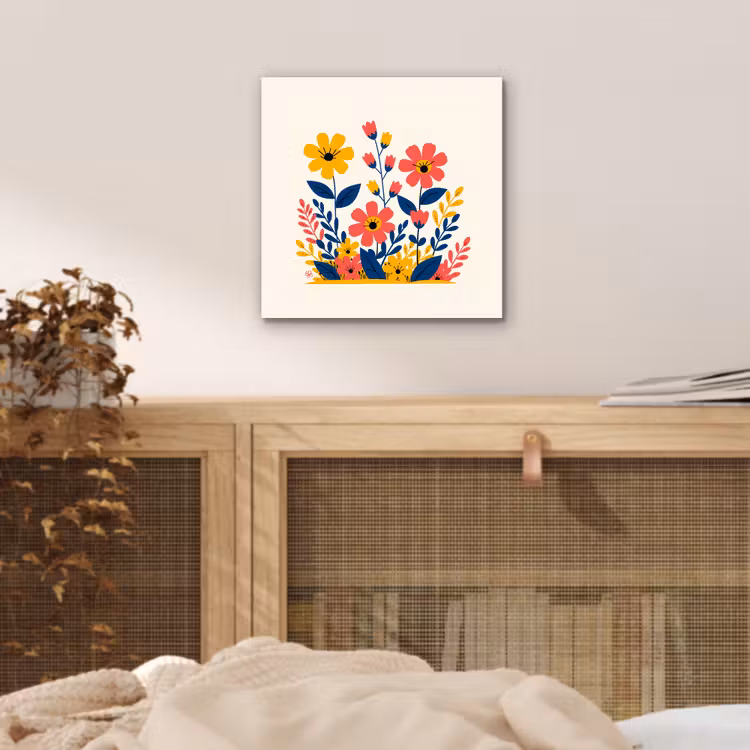 Aluminium schilderij - Illustratie - Bloemen - Bladeren - Roze — 4