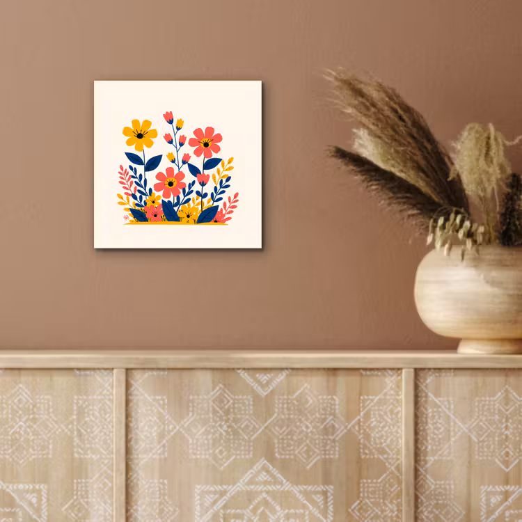 Aluminium schilderij - Illustratie - Bloemen - Bladeren - Roze — 5