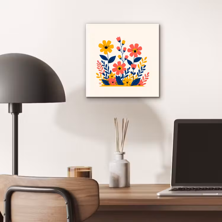 Aluminium schilderij - Illustratie - Bloemen - Bladeren - Roze — 6