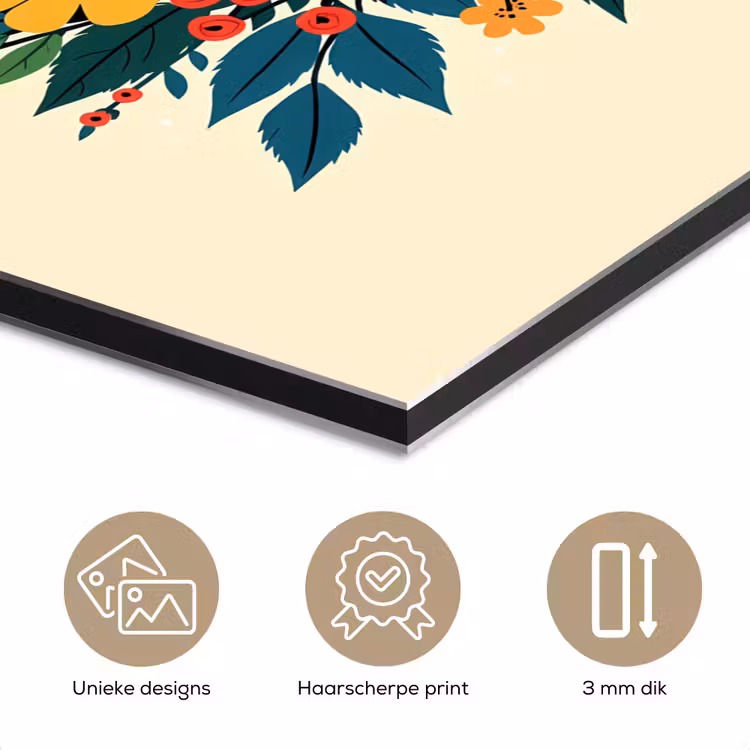 Aluminium schilderij - Boeket - Bladeren - Illustratie - Kleurrijk — 7