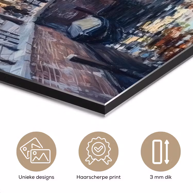 Aluminium schilderij - Brug - Stad - Huizen - Boot — 7
