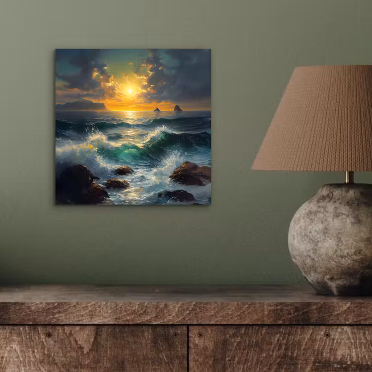 Aluminium schilderij - Zee - Zon - Golven - Rotsen — 3