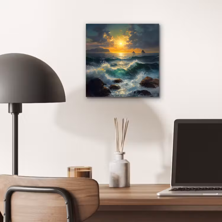 Aluminium schilderij - Zee - Zon - Golven - Rotsen — 6