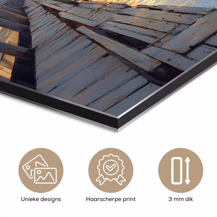 Aluminium schilderij - Zeilboot - Zon - Pier - Hout — 7